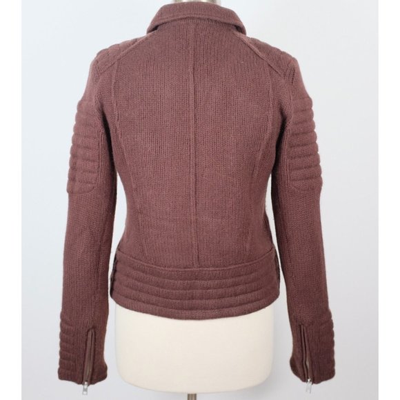 AllSaints US 8 jacket 100% cashmere biker mocha brown sweater - Picture 2 of 14